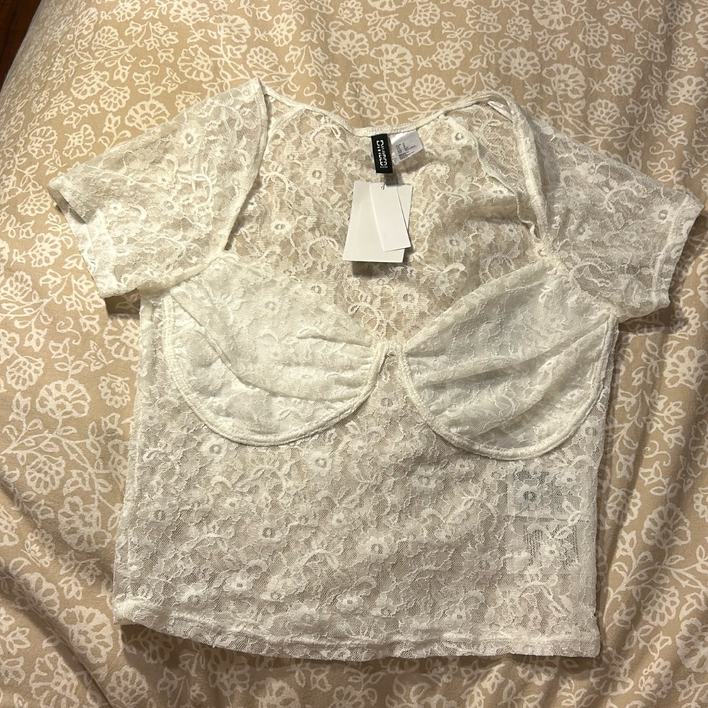 Divided Lace White Shirt